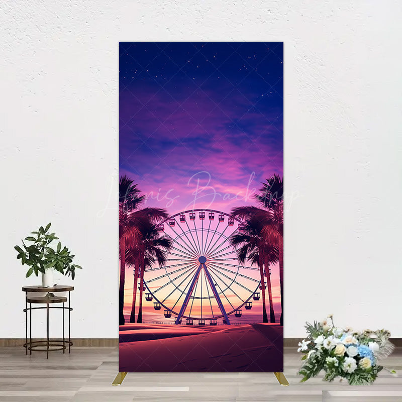 Lofaris Sunset Ferris Wheel Beach Babychella Rectangle Backdrop