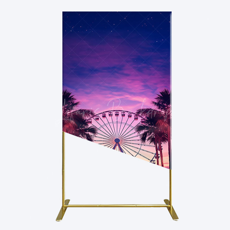 Lofaris Sunset Ferris Wheel Beach Babychella Rectangle Backdrop