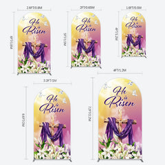 Lofaris Sunset Floral Cross He Is Risen Easter Arch Backdrop