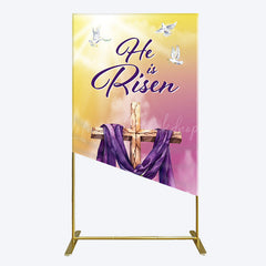 Lofaris Sunset Floral Cross He Is Risen Easter Rectangle Backdrop