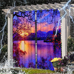 Lofaris Sunset Lake Waterproof Landscape Outdoor Curtains For Gazebo