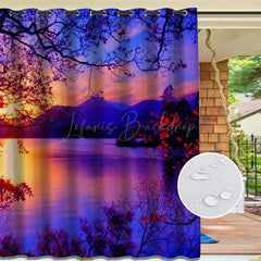 Lofaris Sunset Lake Waterproof Landscape Outdoor Curtains For Gazebo