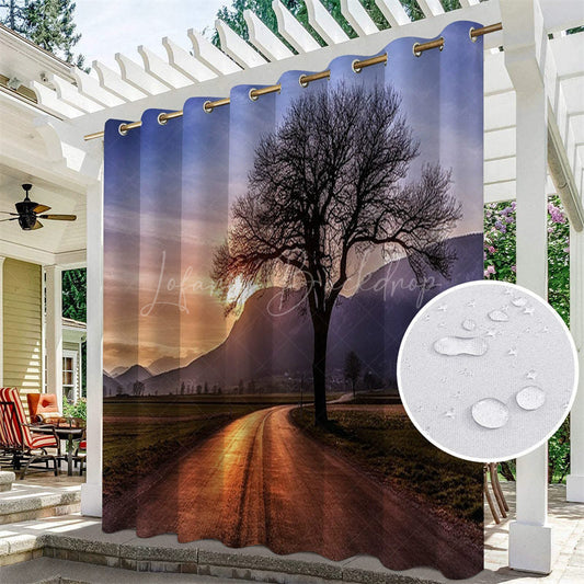 Lofaris Sunset Landscape Waterproof Printed Outdoor Curtains For Gazebo