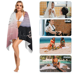 Lofaris Sunset Palm Trees Beach Custom Name Towel