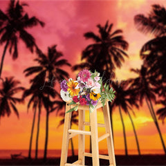Lofaris Sunset Romantic Vibe Coconut Tree Beach Backdrop