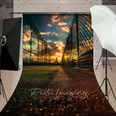 Lofaris Sunset Sky Baseball Field Sports Sweep Photo Backdrop
