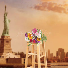 Lofaris Sunset View Of The Statue Liberty Photo Backdrop
