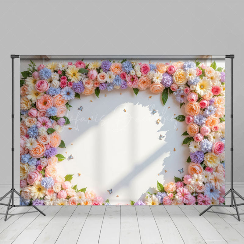 Lofaris Sunshine Floral Arch White Wall Spring Vibe Backdrop