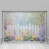 Lofaris Sunshine Wildflowers Fence Spring Scenery Backdrop