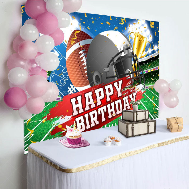 Lofaris Super Bowl Champion Field Happy Birthday Backdrop