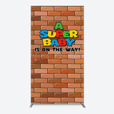Lofaris Super Bricks Wall Cartoon Baby Shower Rectangle Backdrop