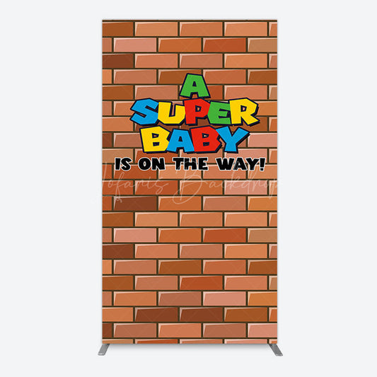 Lofaris Super Bricks Wall Cartoon Baby Shower Rectangle Backdrop