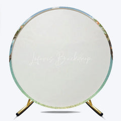 Lofaris Sweet 16 Party Tropical Beach Round Backdrop Palm Trees and String Lights Decor