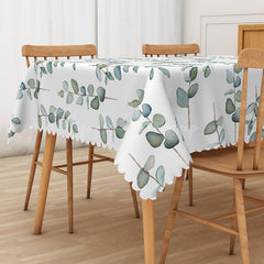 Lofaris Sweet and Fresh Spring Rectangle Tablecloth with Green Leaves for Botanical Garden Party Decorations