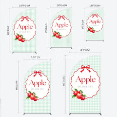Lofaris Sweet Apple of our Eye Gingham Half Moon Arch Backdrop Red Bow and Apples for Baby Shower