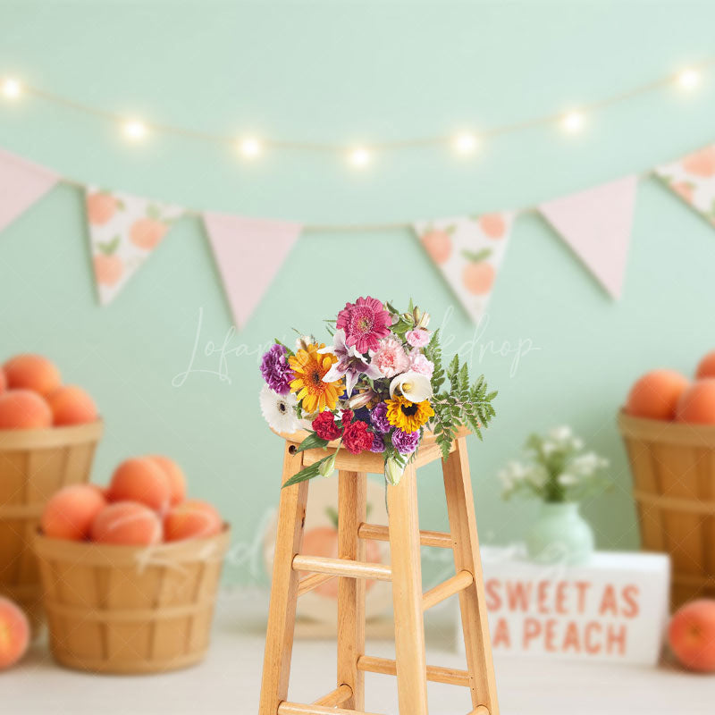 Lofaris Sweet As A Peach Fresh Photo Cake Smash Backdrop