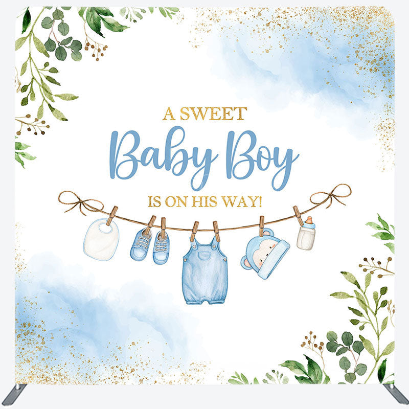 Lofaris Sweet Baby Boy Plant Gender Reveal Square Backdrop