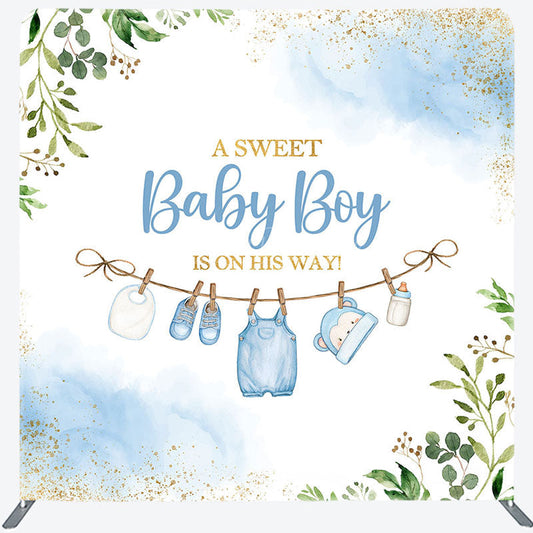 Lofaris Sweet Baby Boy Plant Gender Reveal Square Backdrop