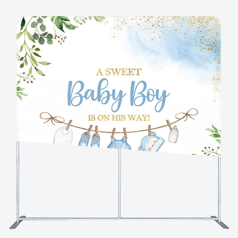 Lofaris Sweet Baby Boy Plant Gender Reveal Square Backdrop