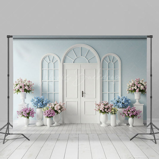 Lofaris Sweet Baby Light Blue And Floral Wedding Backdrop