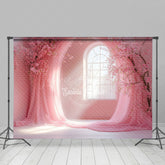 Lofaris Sweet Baby Pink Floral Arch Window Wedding Backdrop