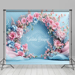 Lofaris Sweet Blue Floral Arch Curtain Room Set Backdrop
