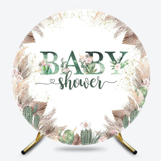 Lofaris Sweet Boho Floral Elegant Round Baby Shower Backdrop