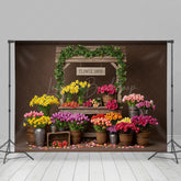 Lofaris Sweet Boho Wood Flower Shop Photo Spring Backdrop