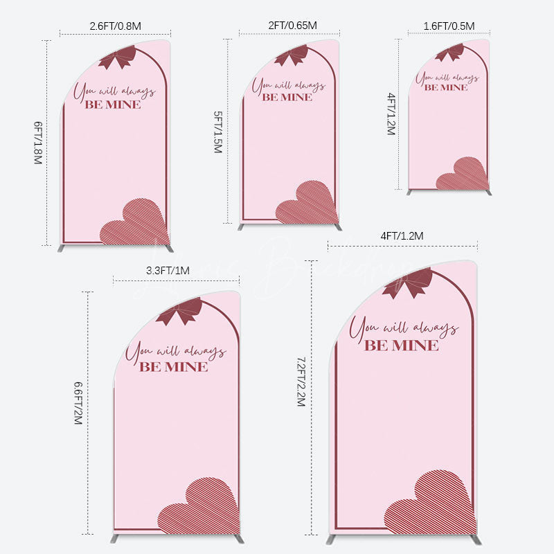 Lofaris Sweet Bow Heart You Are Mine Wedding Half Moon Arch Backdrop