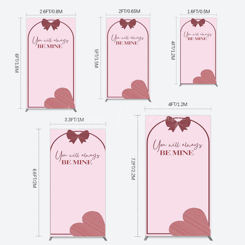 Lofaris Sweet Bow Heart You Are Mine Wedding Rectangle Backdrop
