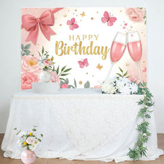 Lofaris Sweet Bows Butterfly Cheers To Birthday Backdrop