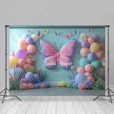 Lofaris Sweet Butterfly Balloons Floral Cake Smash Backdrop