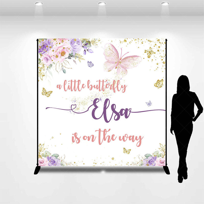 Lofaris Sweet Butterfly Floral Custom Baby Shower Backdrop
