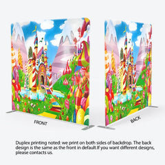 Lofaris Sweet Candy Castle Tension Fabric Backdrop Colorful Lollipop Rainbow Decor Fantasy Land Theme Background for Birthday