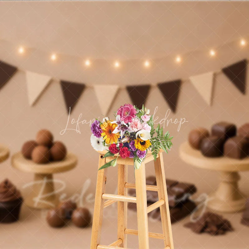 Lofaris Sweet Chocolate and Truffle Photo Backdrop Candy Shop Birthday Cake Smash Photography Background