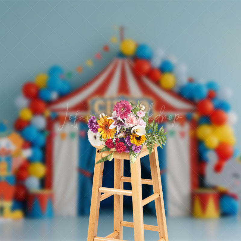 Lofaris Sweet Circus Balloons Birthday Cake Smash Backdrop