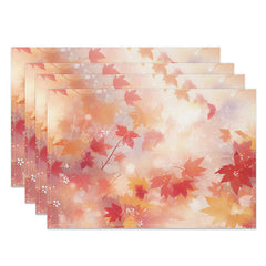 Lofaris Sweet Color Bokeh Maple Leaves Set of 4 Placemats