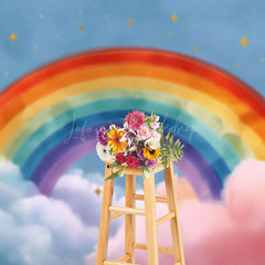 Lofaris Sweet Color Cloud With Rainbow Cake Smash Backdrop