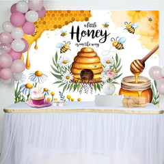 Lofaris Sweet Daisy Honey Is On The Way Baby Shower Backdrop