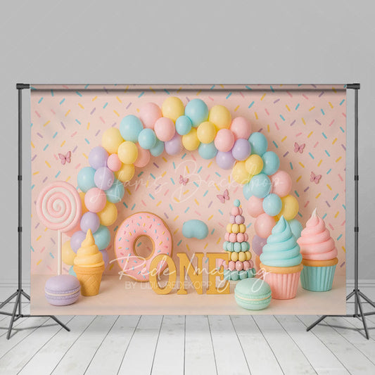 Lofaris Sweet Donut Dessert Balloon Arch Cake Smash Backdrop