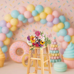 Lofaris Sweet Donut Dessert Balloon Arch Cake Smash Backdrop