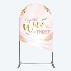 Lofaris Sweet Feather Young Wild Three Birthday Arch Backdrop