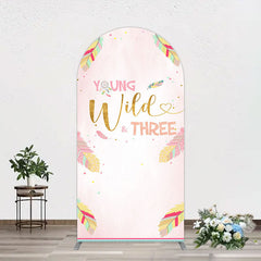 Lofaris Sweet Feather Young Wild Three Birthday Arch Backdrop