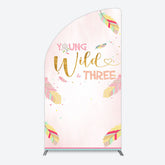 Lofaris Sweet Feather Young Wild Three Birthday Half Moon Arch Backdrop