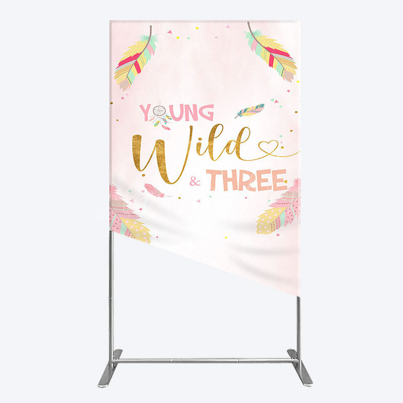 Lofaris Sweet Feather Young Wild Three Birthday Rectangle Backdrop