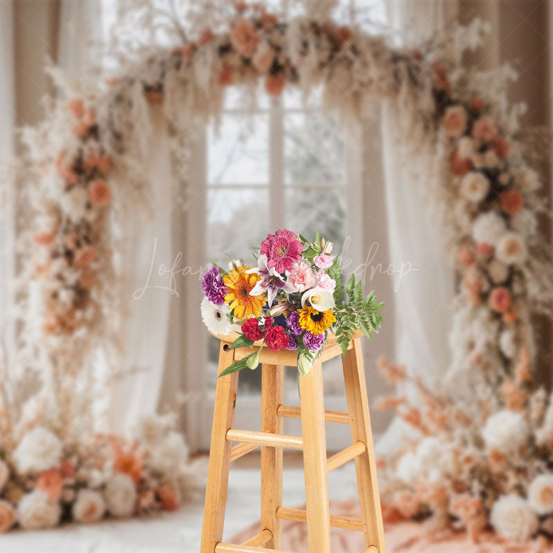 Lofaris Sweet Floral Arch Window Boho Wedding Backdrop