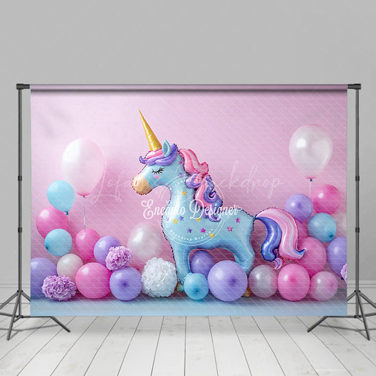 Lofaris Sweet Floral Balloon Unicorn Cake Smash Backdrop