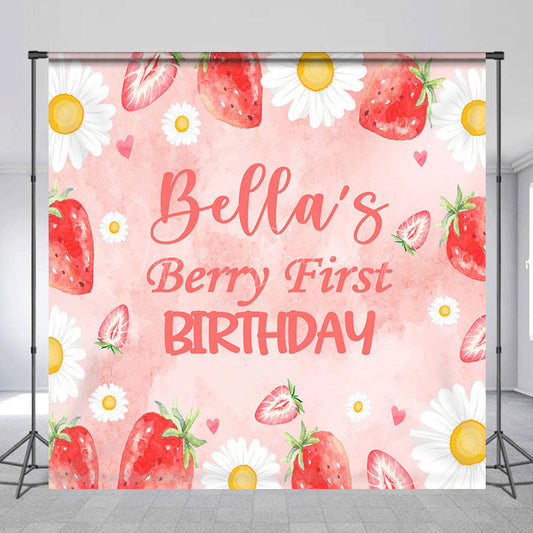 Lofaris Sweet Floral Berry Custom First Birthday Backdrop