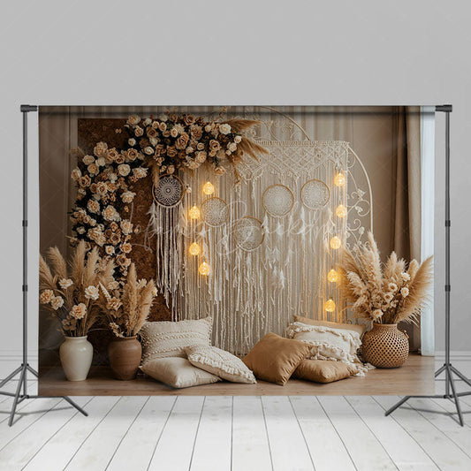 Lofaris Sweet Floral Boho Indoor Lights Wedding Backdrop