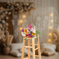 Lofaris Sweet Floral Boho Indoor Lights Wedding Backdrop